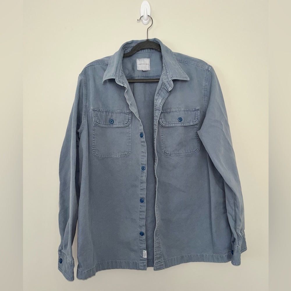 American Eagle Men’s Button Up Blue Top Size Large